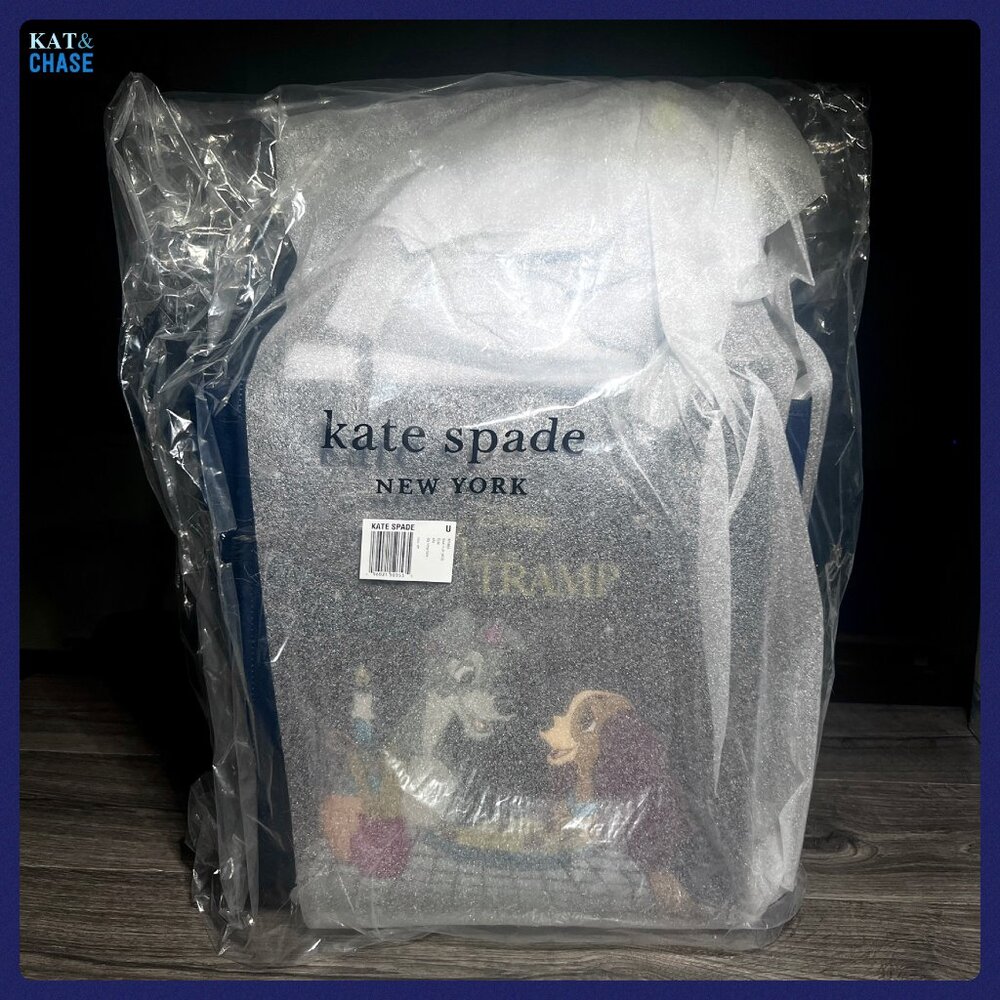Kate Spade Disney Tote Bag Large KH464 Lady And The Tramp Navy Double Handle - Picture 2 of 11